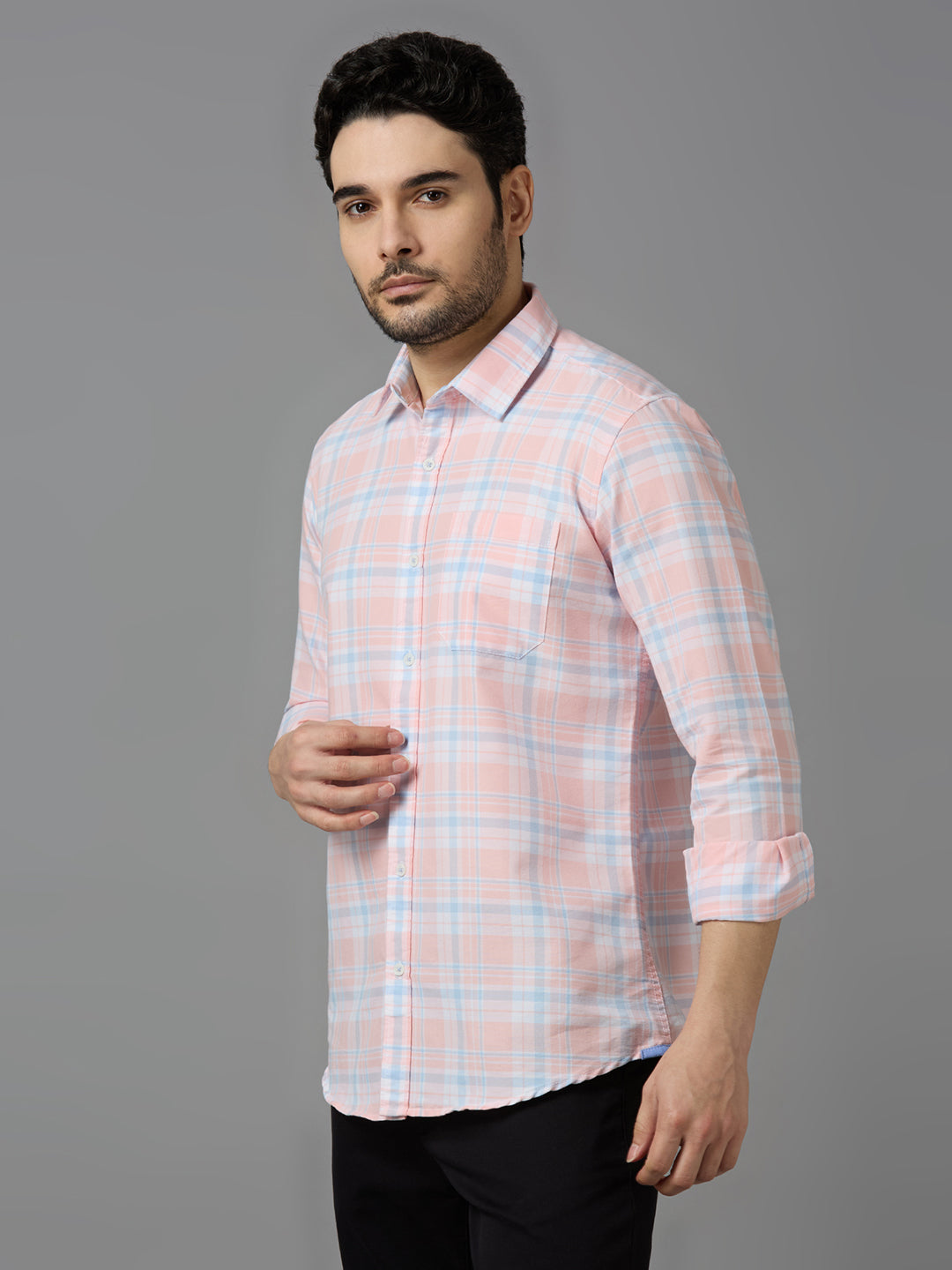 KOMPANION Smart Fit Casual Shirt for Men Pink