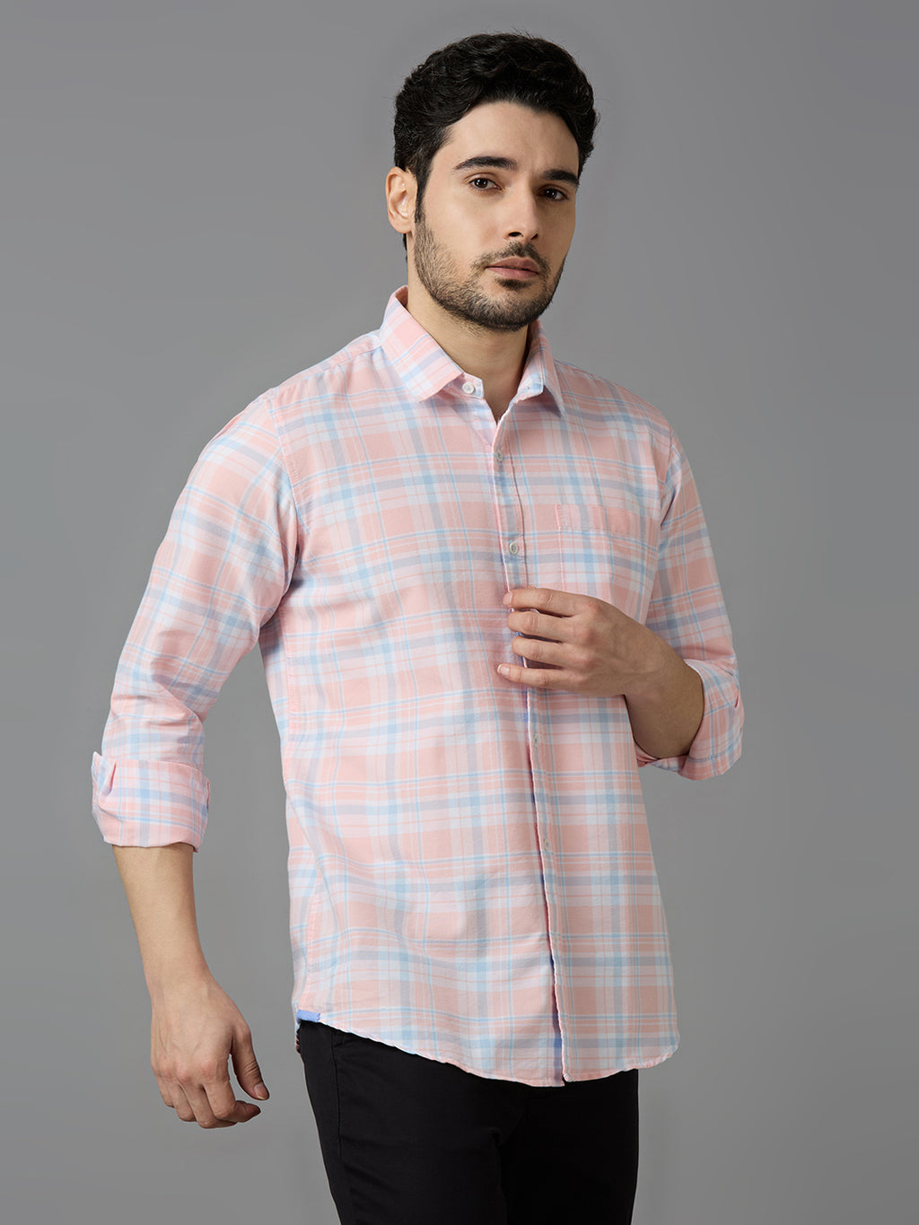 KOMPANION Smart Fit Casual Shirt for Men Pink