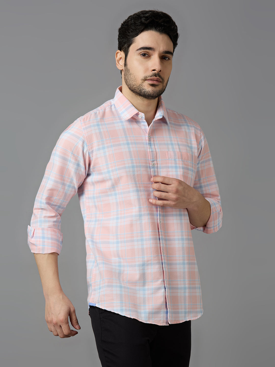 KOMPANION Smart Fit Casual Shirt for Men Pink