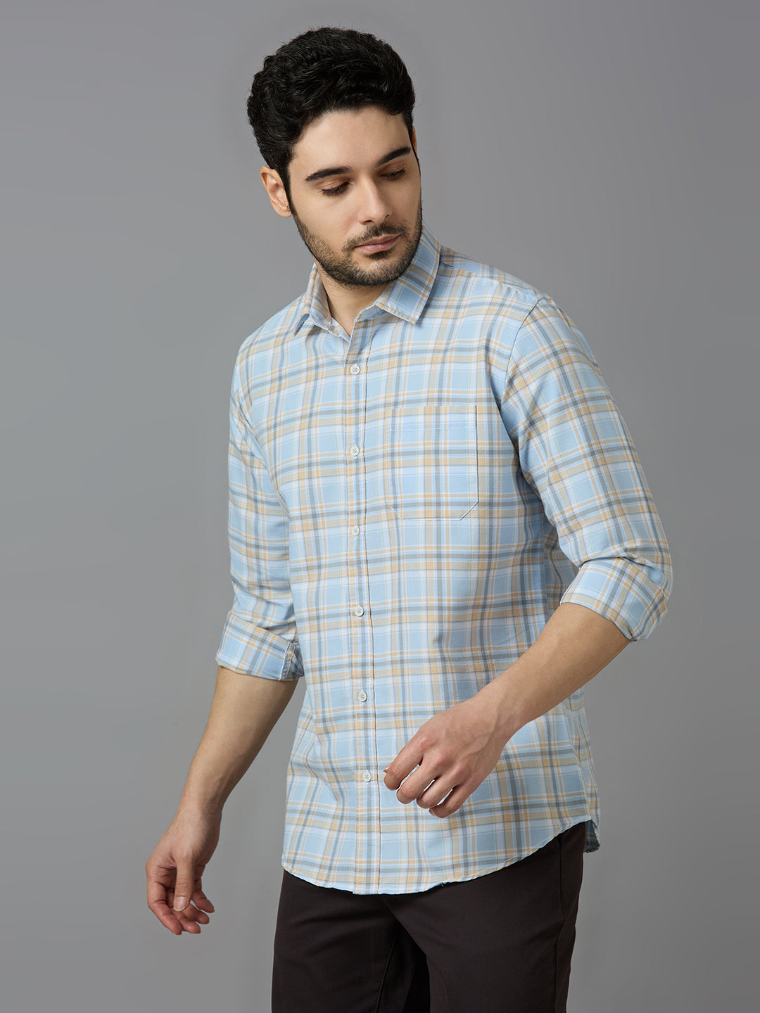 KOMPANION Smart Fit Casual Shirt For Men LIGHT BLUE