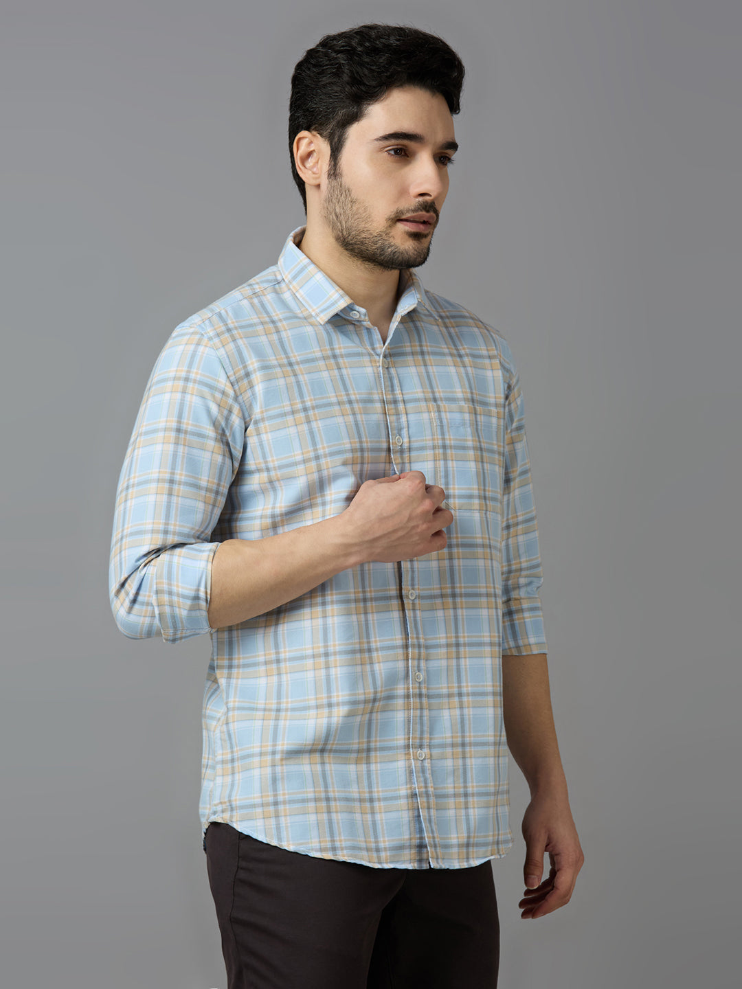 KOMPANION Smart Fit Casual Shirt For Men LIGHT BLUE