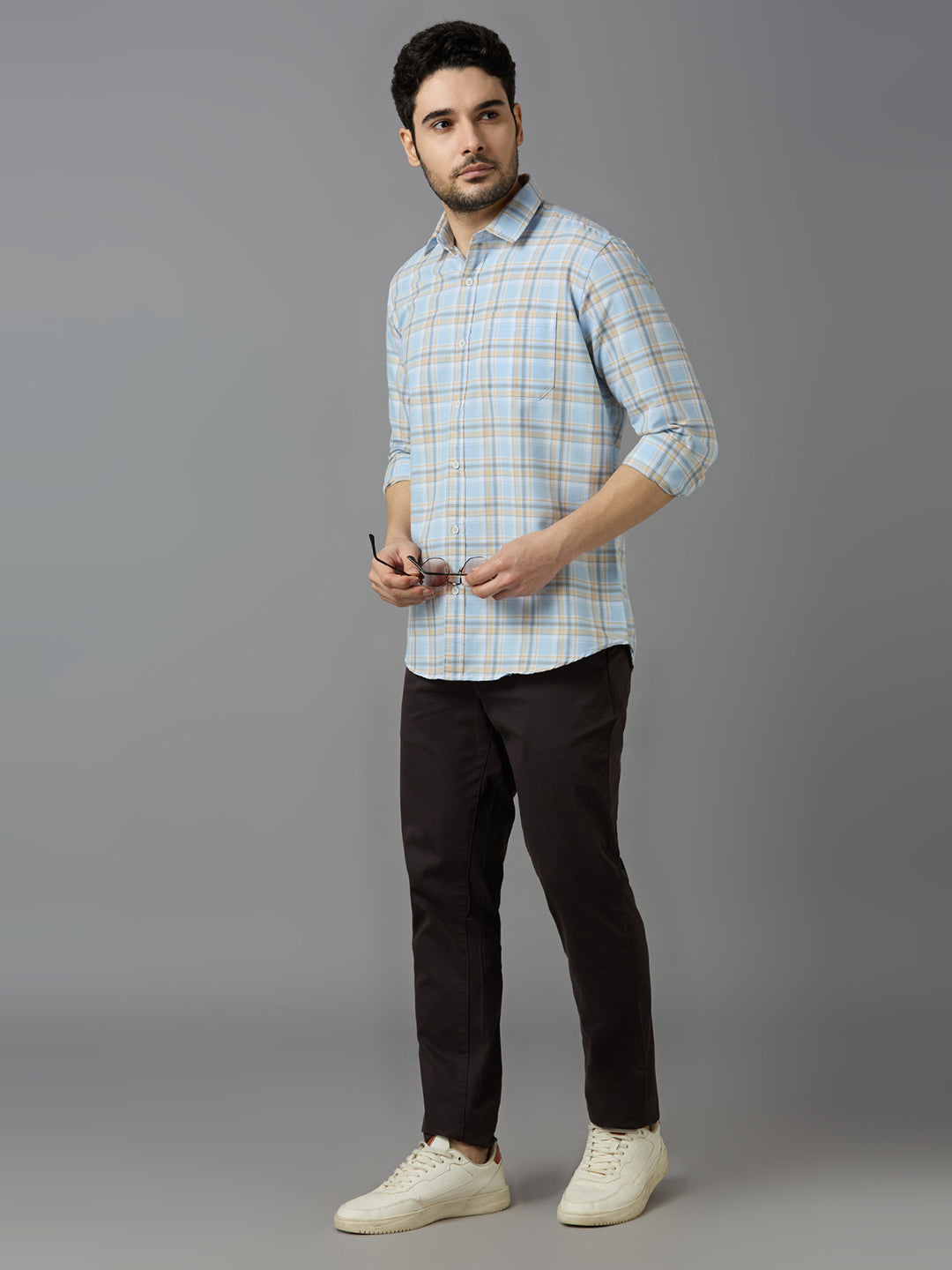 KOMPANION Smart Fit Casual Shirt For Men LIGHT BLUE