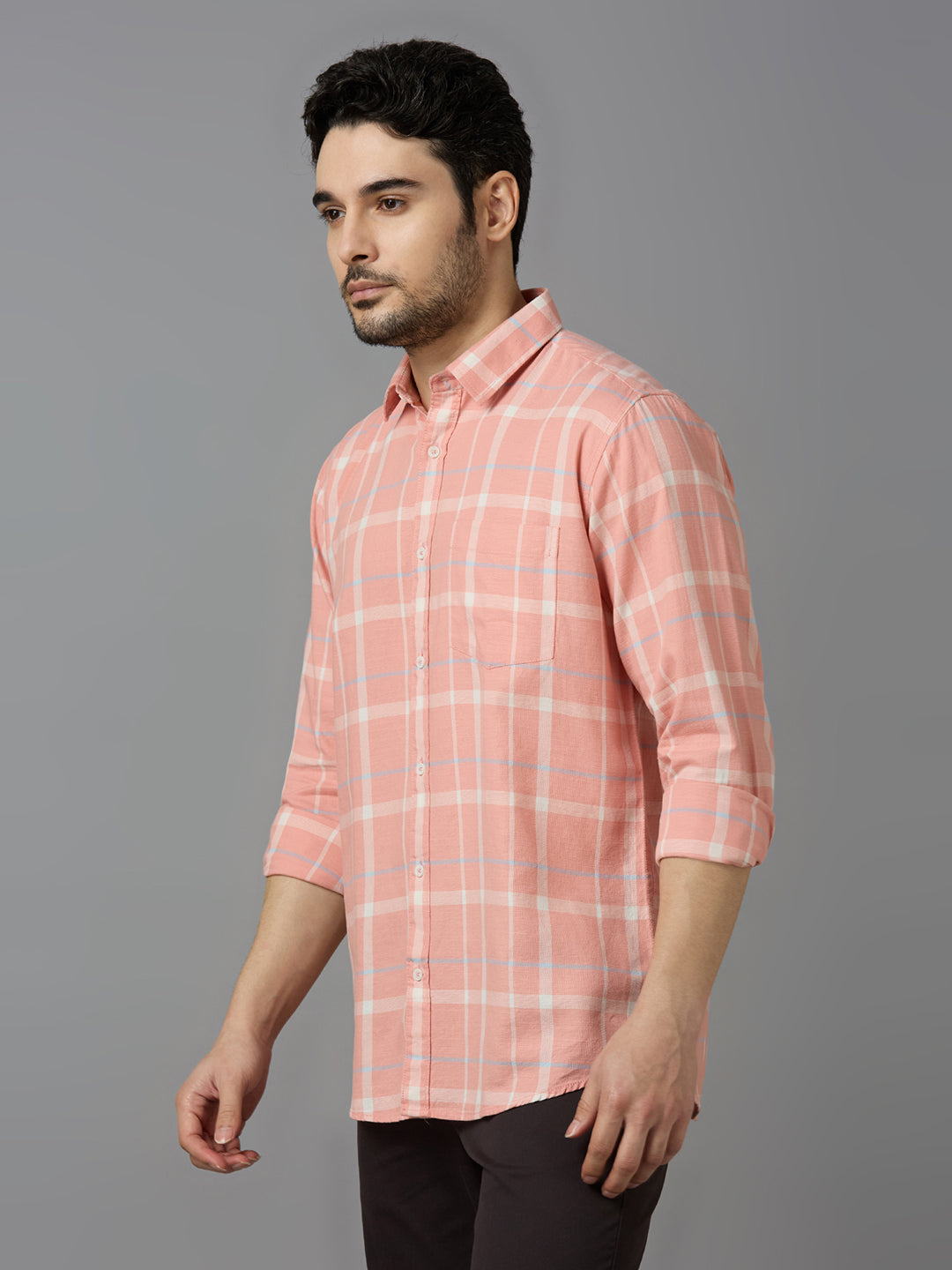 KOMPANION Smart Fit Casual Shirt for Men Peach
