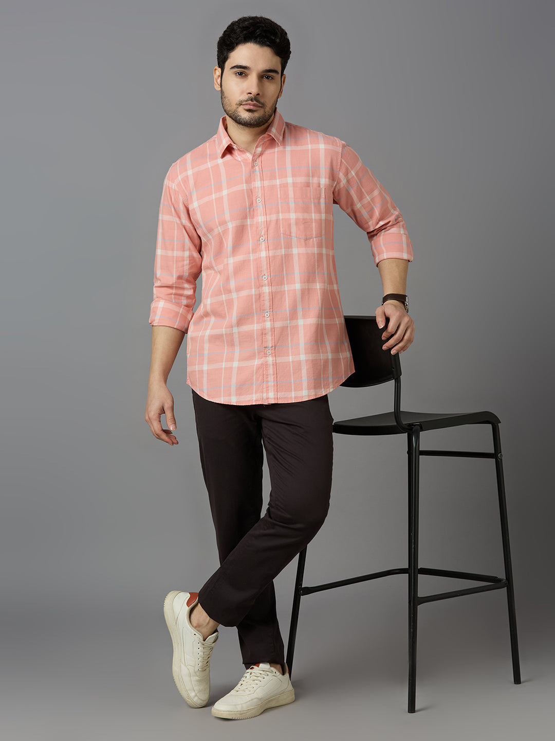 KOMPANION Smart Fit Casual Shirt for Men Peach