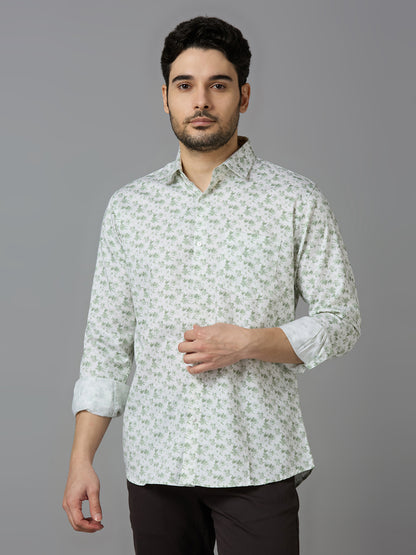 KOMPANION Smart Fit Formal Cotton Shirt for Men Green