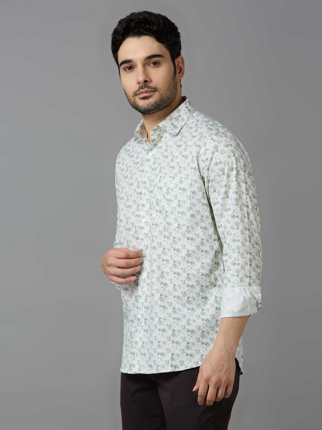 KOMPANION Smart Fit Formal Cotton Shirt for Men Green | Satin