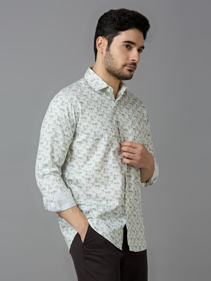 KOMPANION Smart Fit Formal Cotton Shirt for Men Green