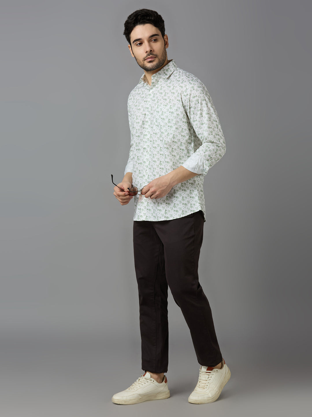 KOMPANION Smart Fit Formal Cotton Shirt for Men Green