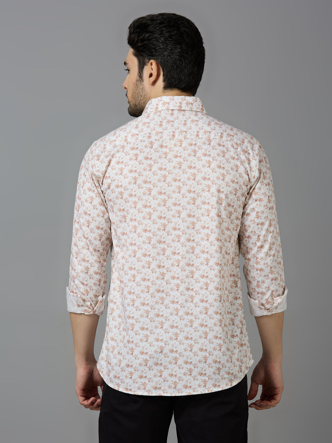KOMPANION Smart Fit Formal Cotton Shirt for Men Brown | Satin