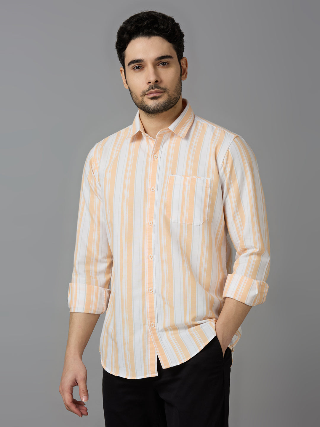 KOMPANION Smart Fit Casual Shirt for Men Peach
