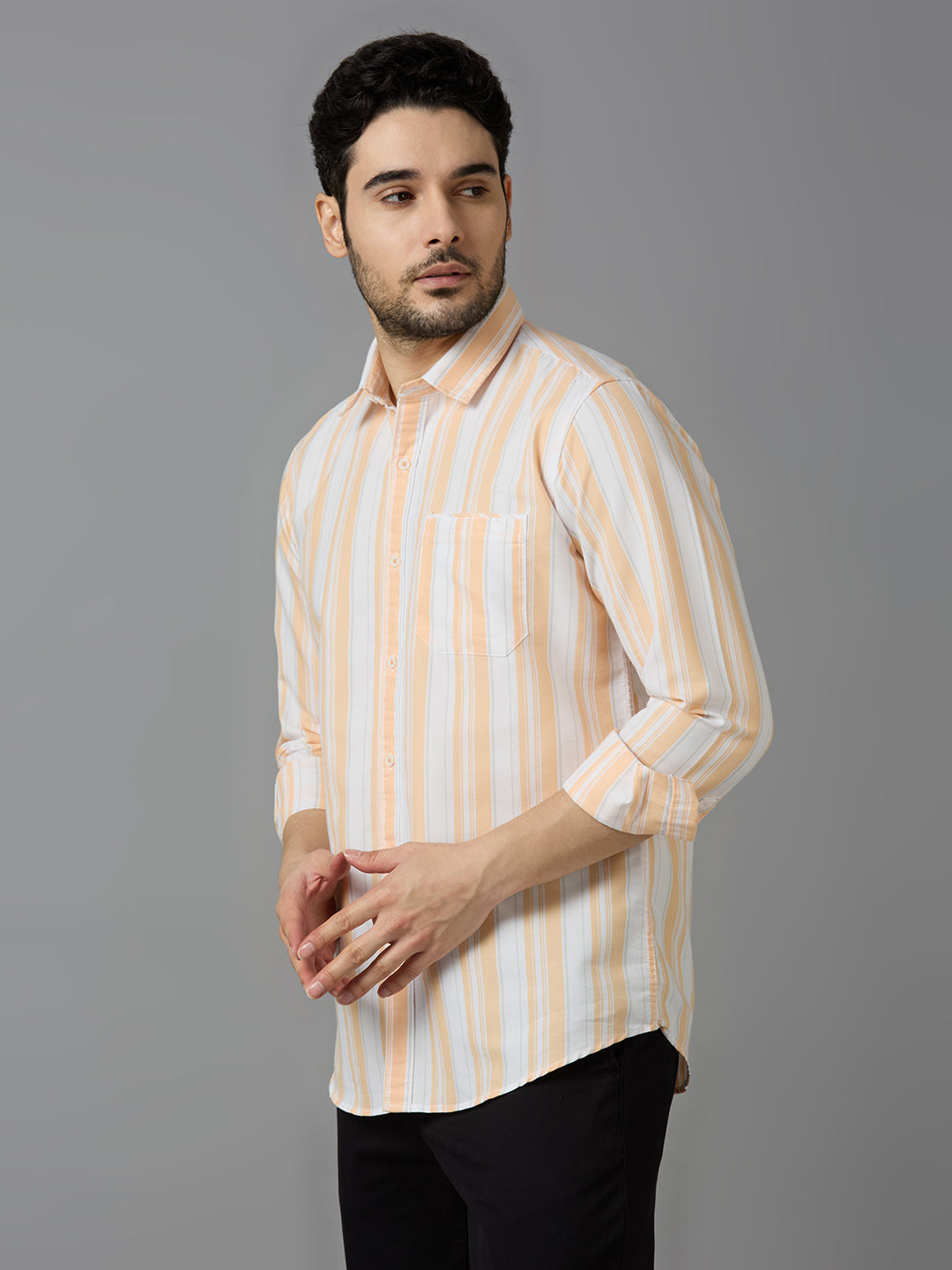 KOMPANION Smart Fit Casual Shirt for Men Peach