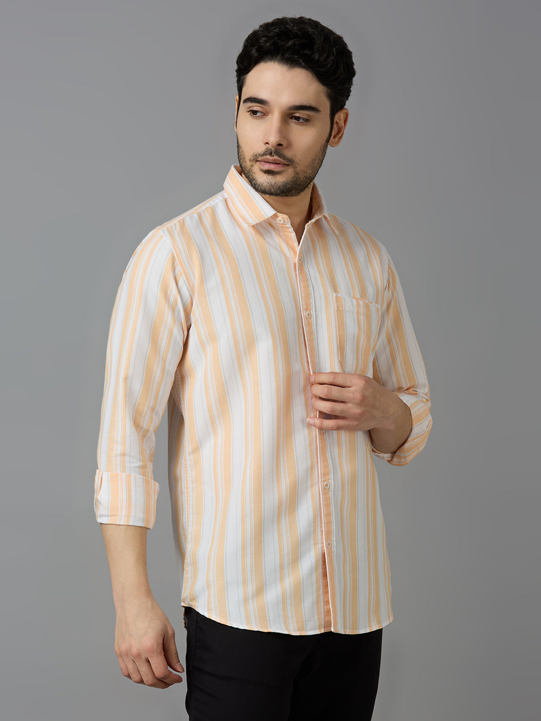 KOMPANION Smart Fit Casual Shirt for Men Peach