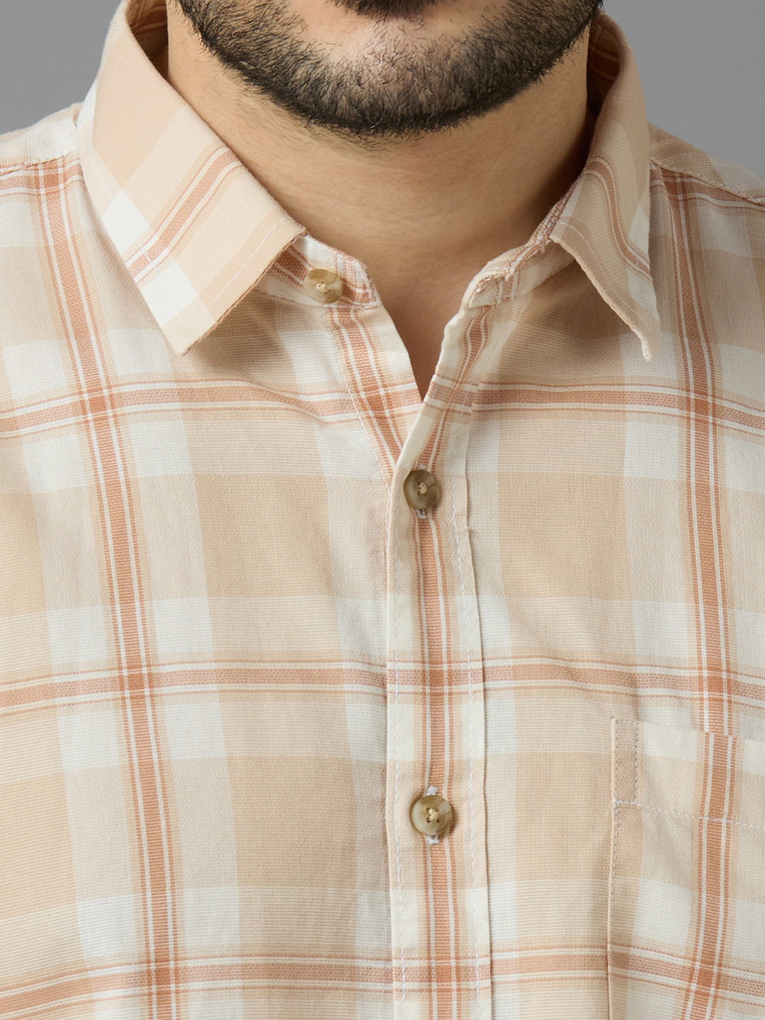 KOMPANION Smart Fit Casual Shirt for Men Brown