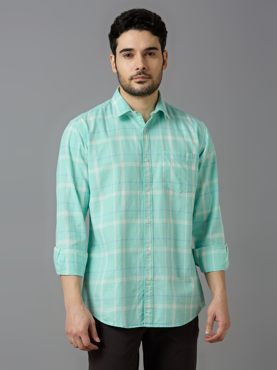 KOMPANION Smart Fit Casual Shirt for Men Green