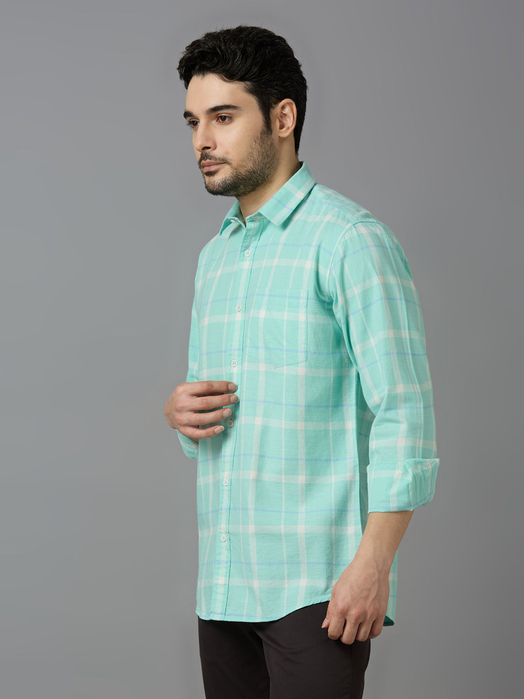 KOMPANION Smart Fit Casual Shirt for Men Green