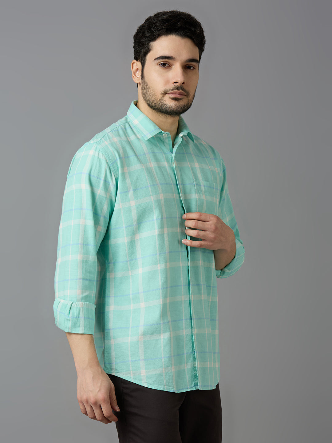 KOMPANION Smart Fit Casual Shirt for Men Green