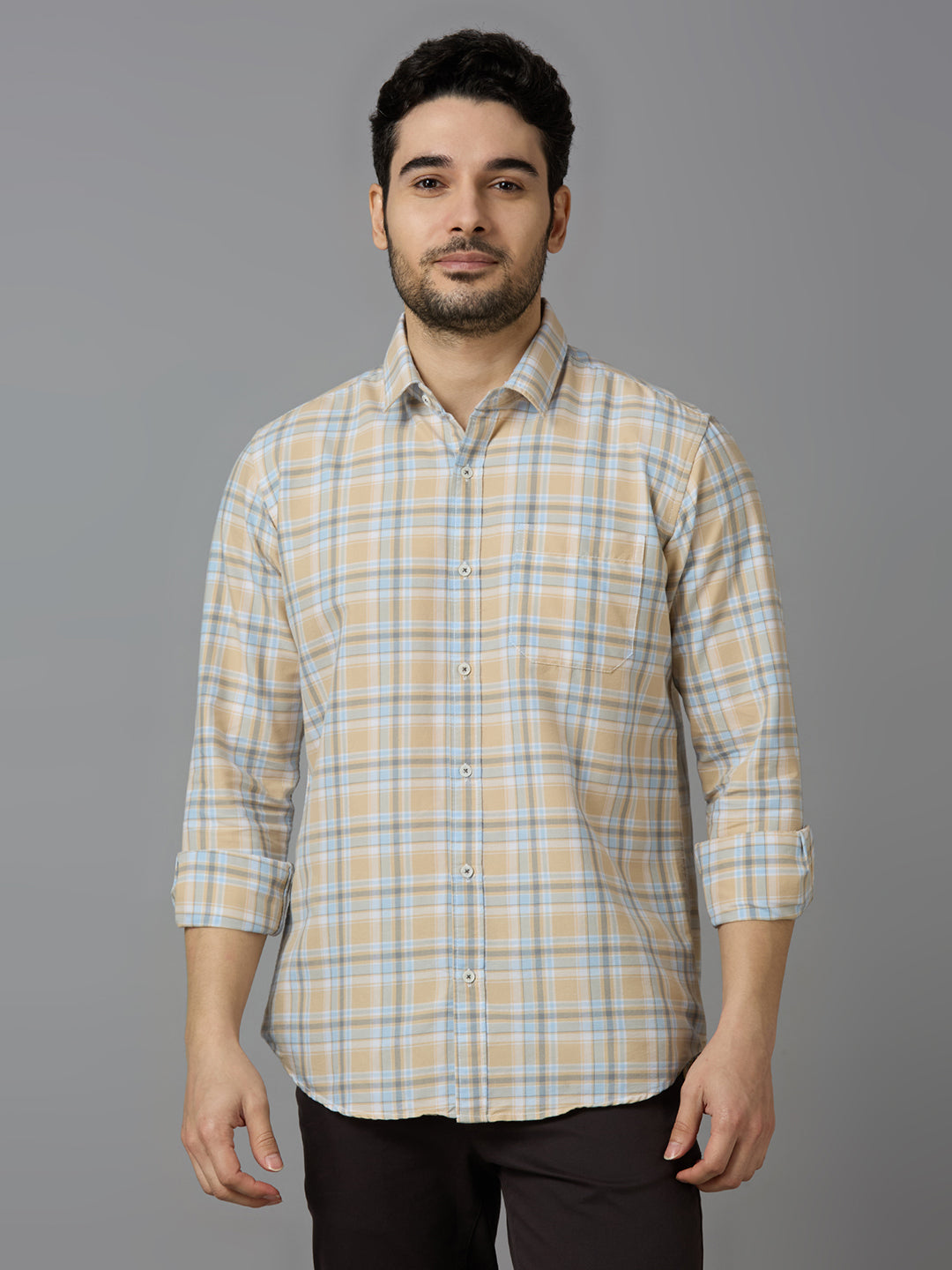 KOMPANION Smart Fit Casual Shirt For Men Cream