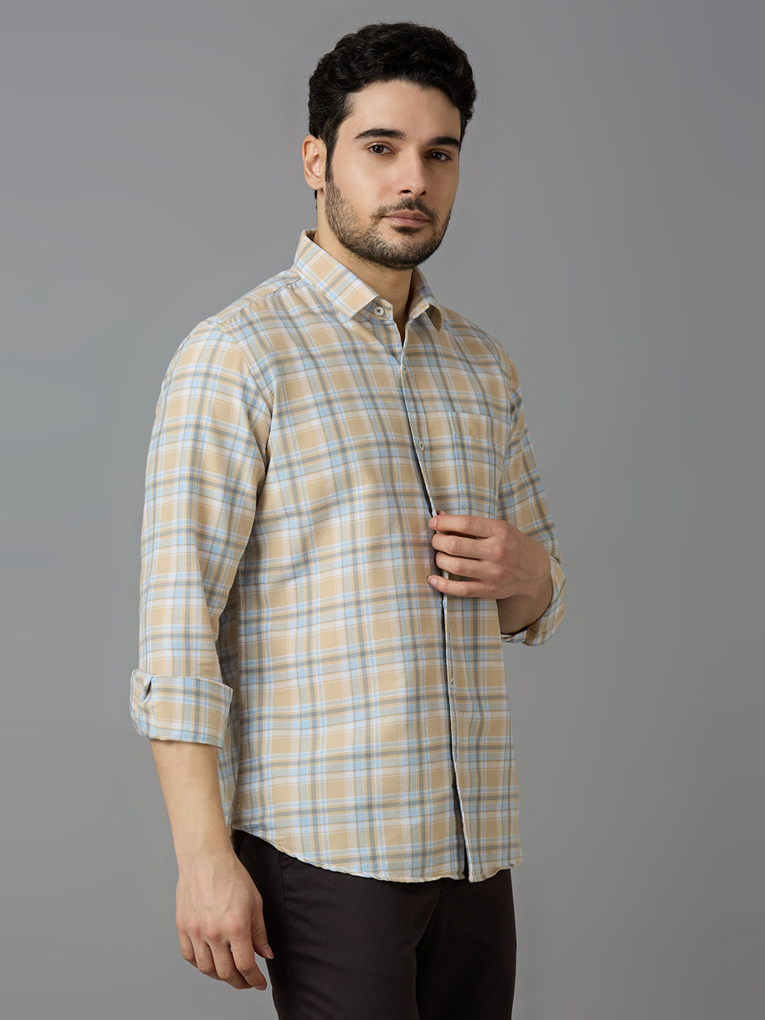 KOMPANION Smart Fit Casual Shirt For Men Cream