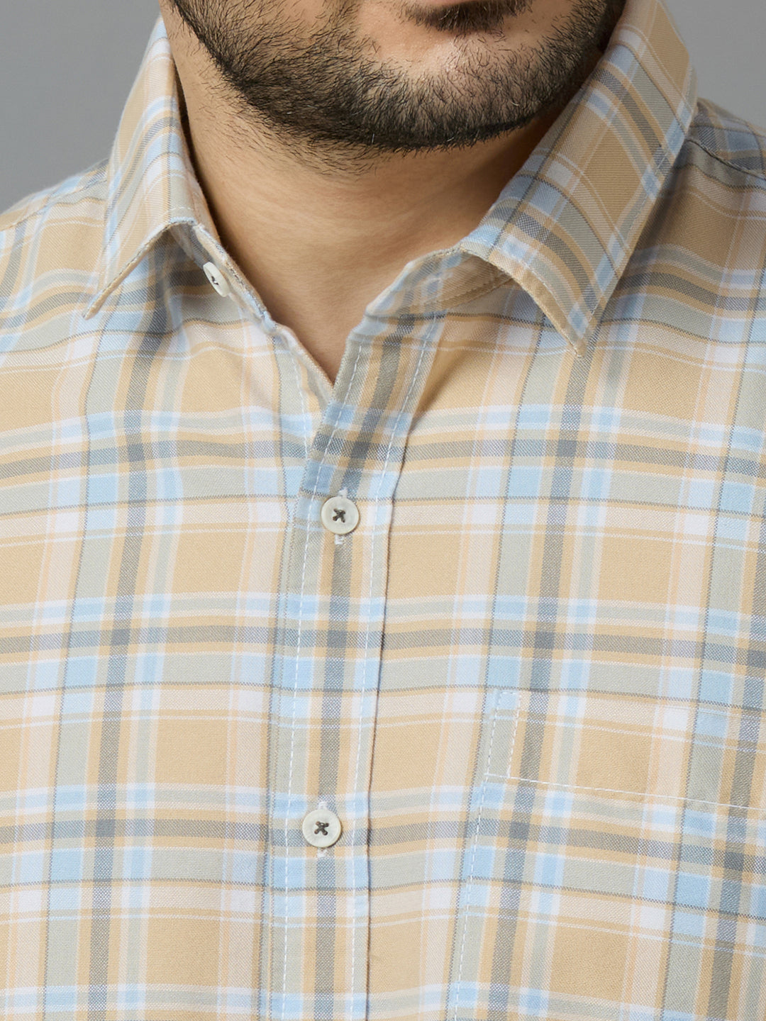 KOMPANION Smart Fit Casual Shirt For Men Cream