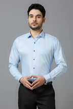 Light Blue Elegant Office Wear Shirt for Men | Allen Brown Satin