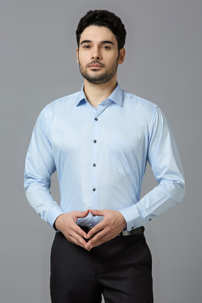 Light Blue Elegant Office Wear Shirt for Men - ALLEN BROWN