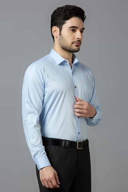 Light Blue Elegant Office Wear Shirt for Men - ALLEN BROWN