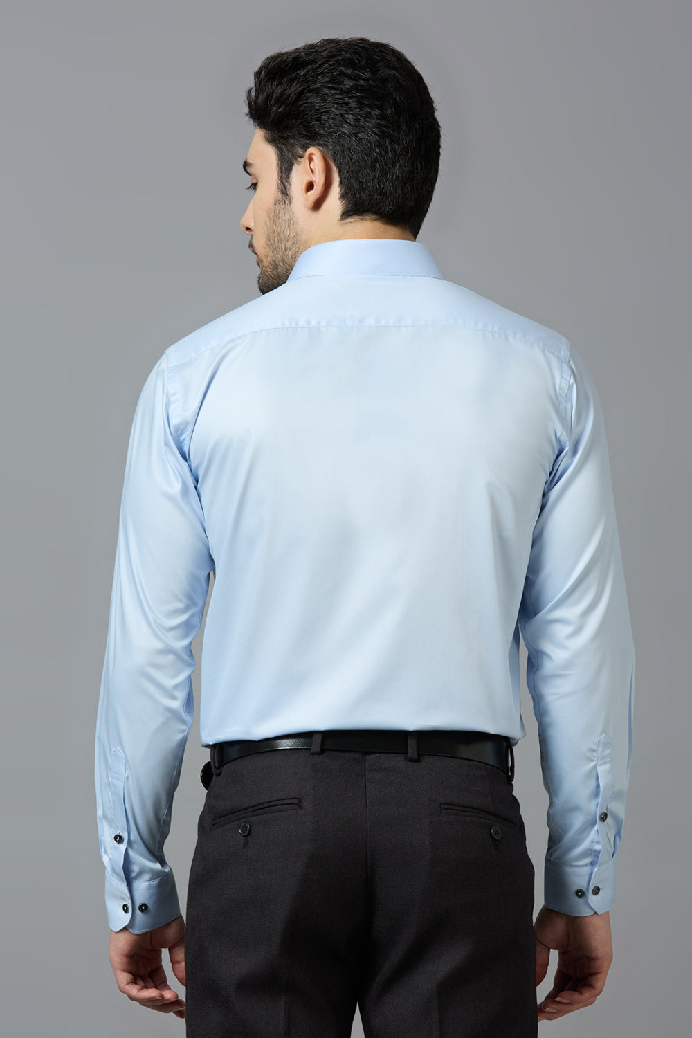 Light Blue Elegant Office Wear Shirt for Men | Allen Brown Satin