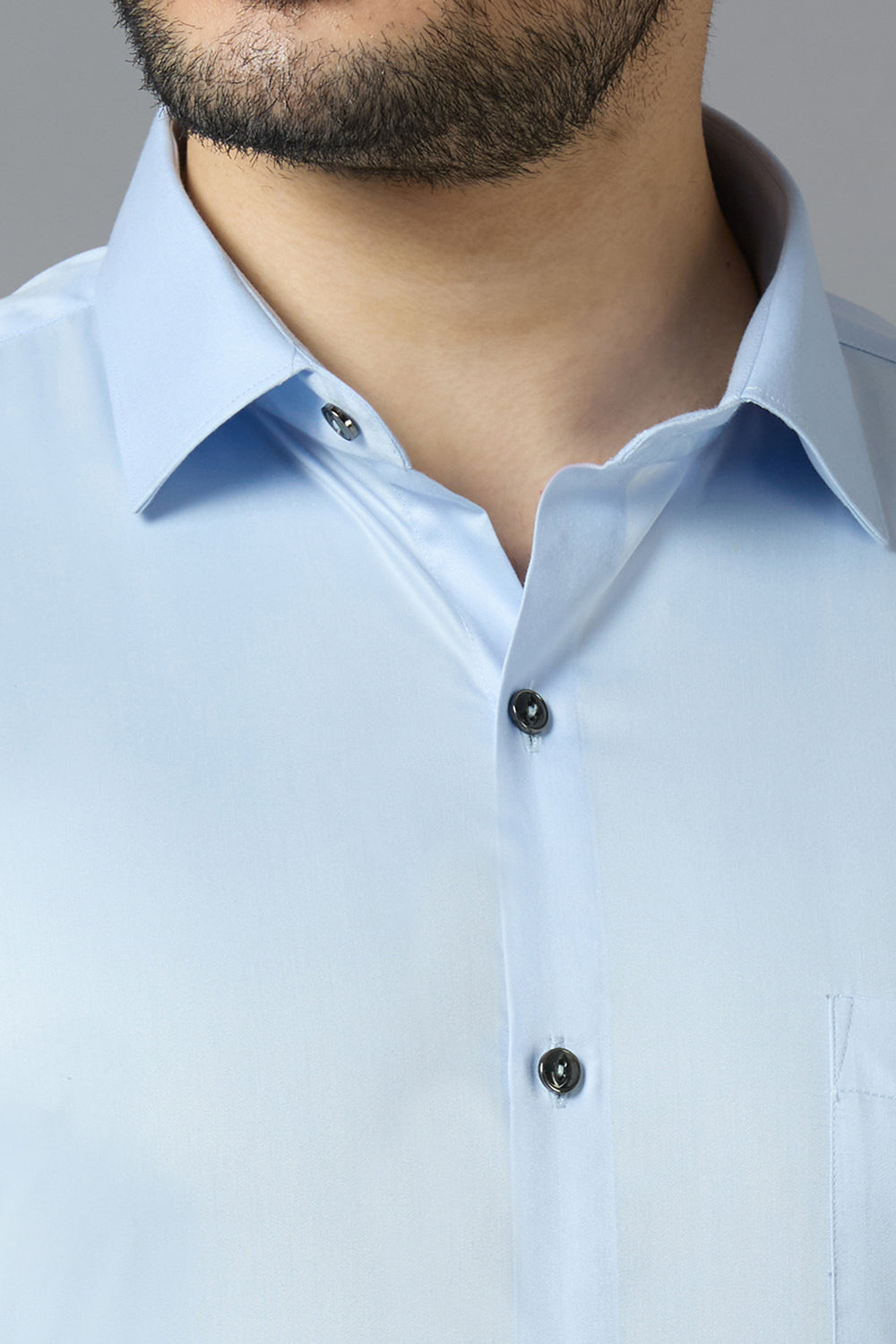 Light Blue Elegant Office Wear Shirt for Men | Allen Brown Satin