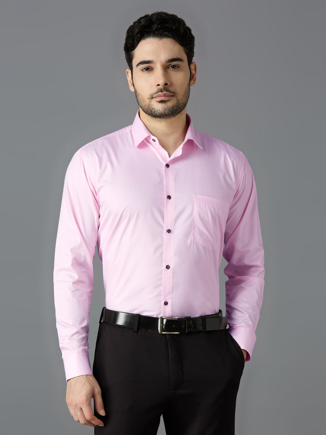 Baby Pink Elegant Office Wear Shirt for Men | Allen Brown Satin
