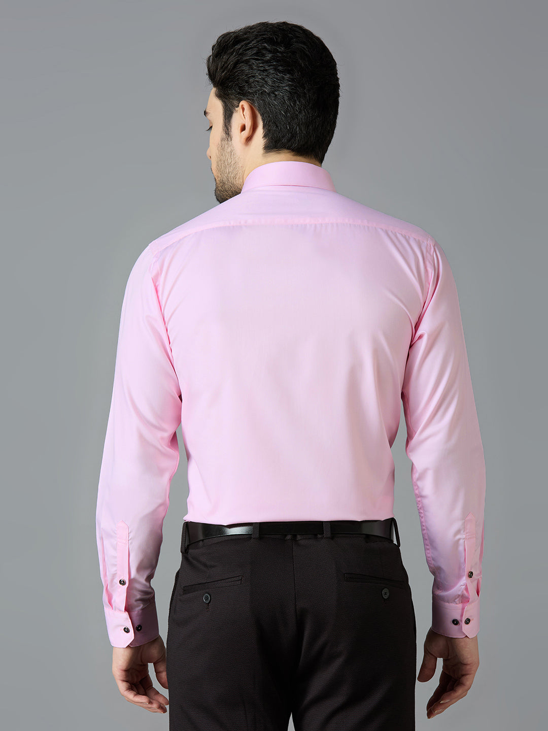 Baby Pink Elegant Office Wear Shirt for Men | Allen Brown Satin