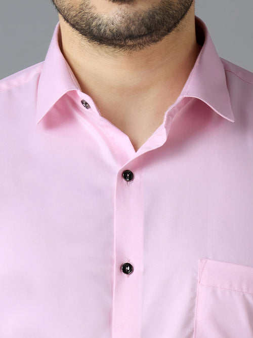 Baby Pink Elegant Office Wear Shirt for Men | Allen Brown Satin