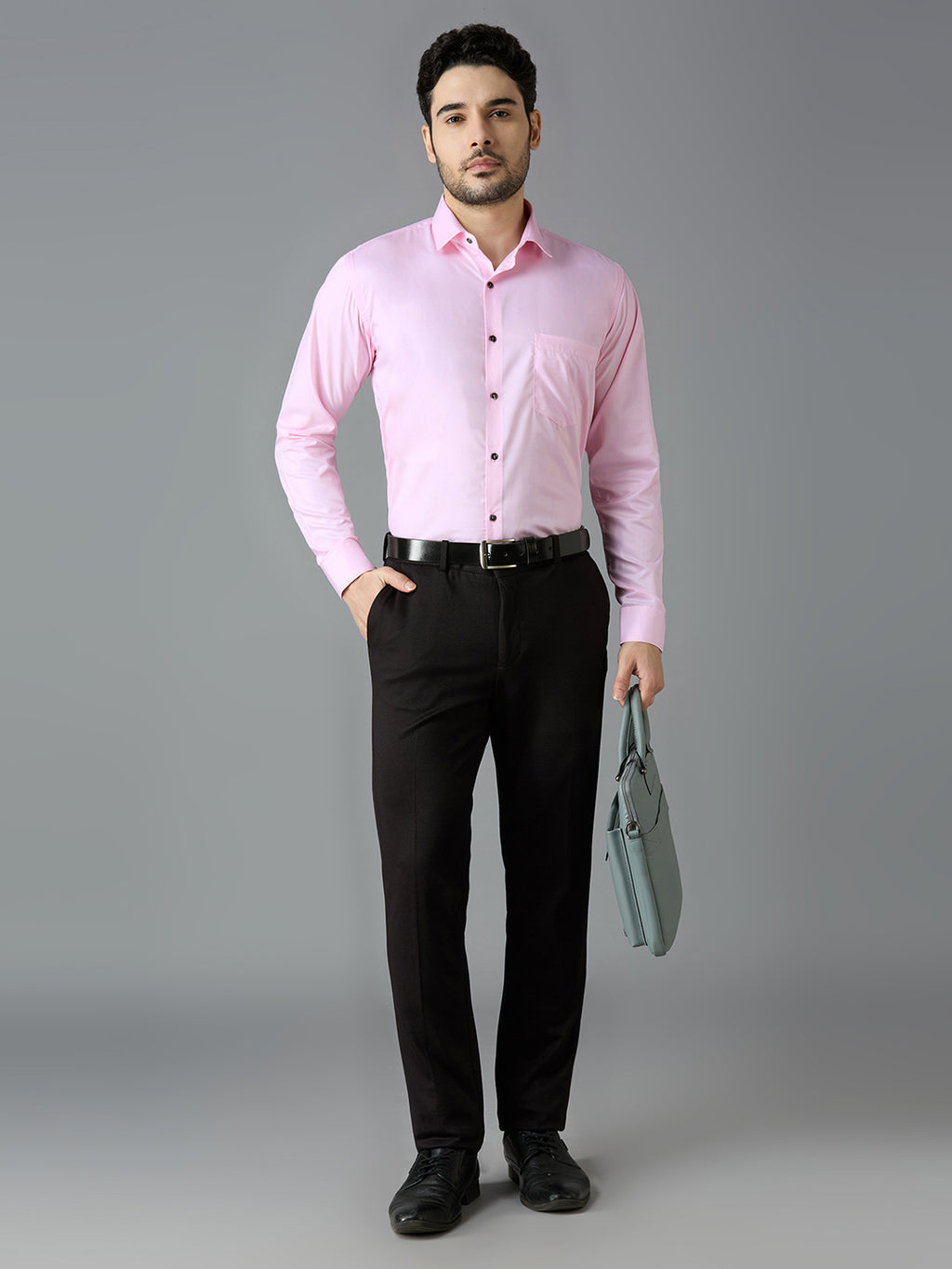 Baby Pink Elegant Office Wear Shirt for Men | Allen Brown Satin