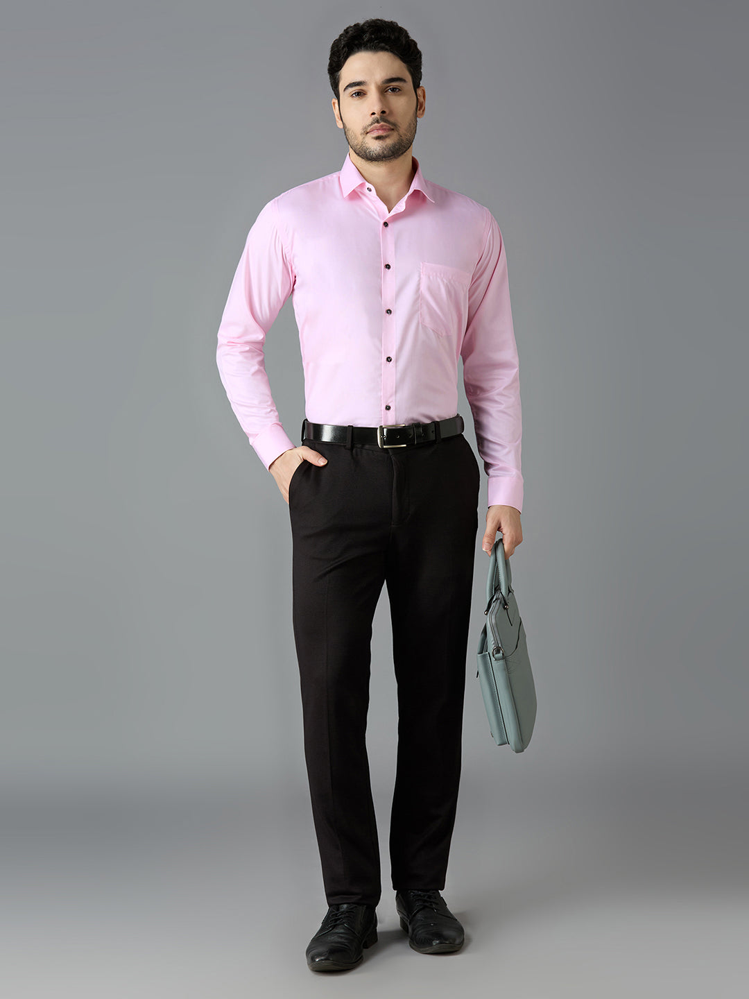 Baby Pink Elegant Office Wear Shirt for Men | Allen Brown Satin