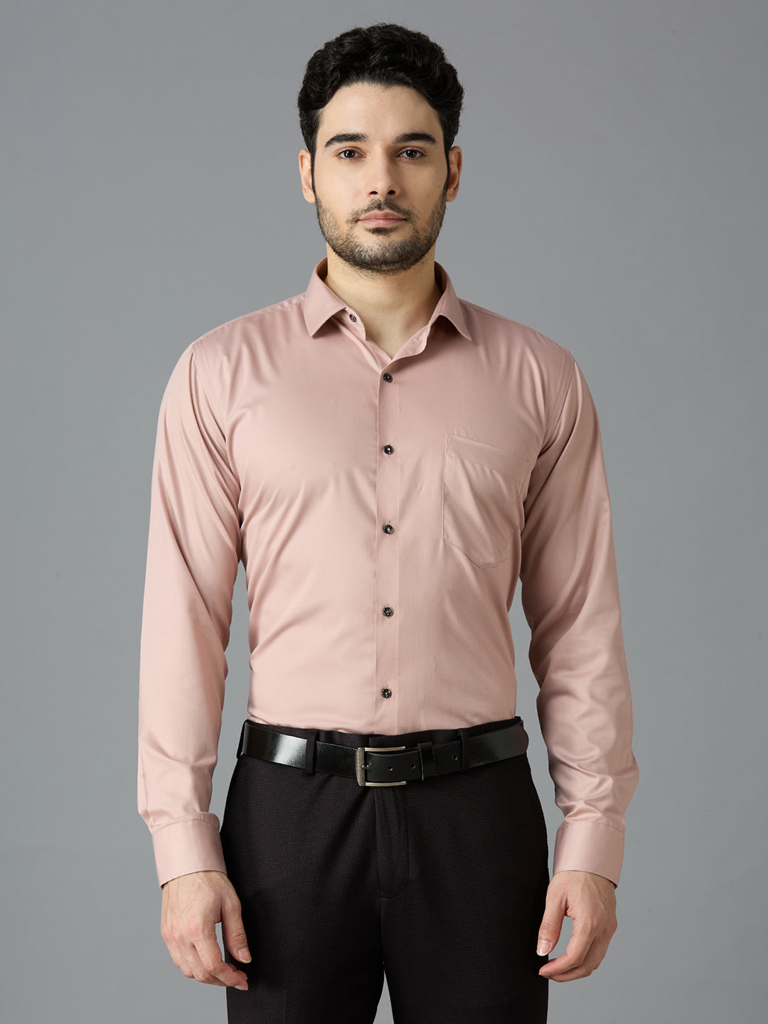 Blush Pink Elegant Office Wear Shirt for Men | Allen Brown Satin