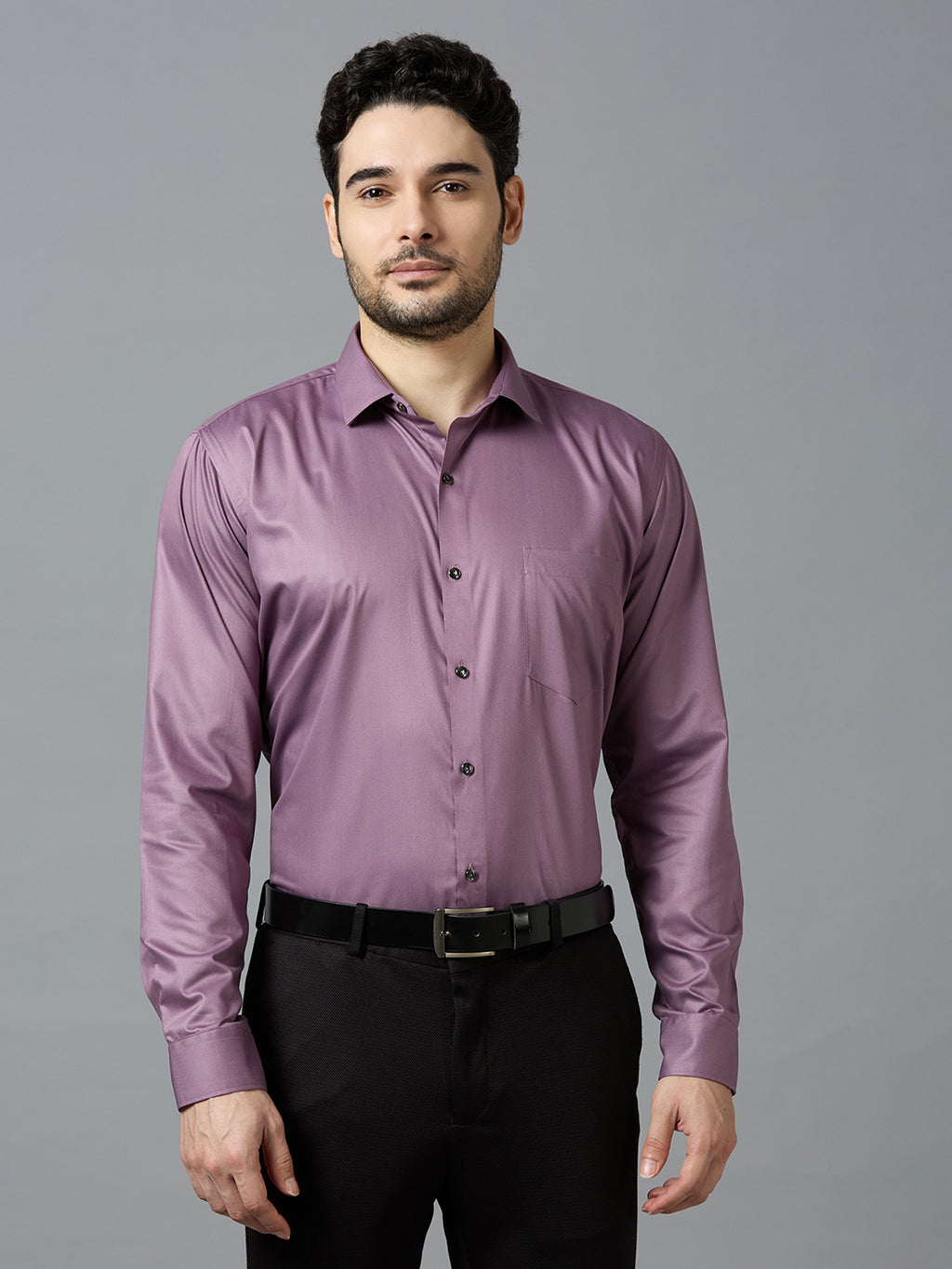 Purple Elegant Office Wear Shirt for Men | Allen Brown Satin
