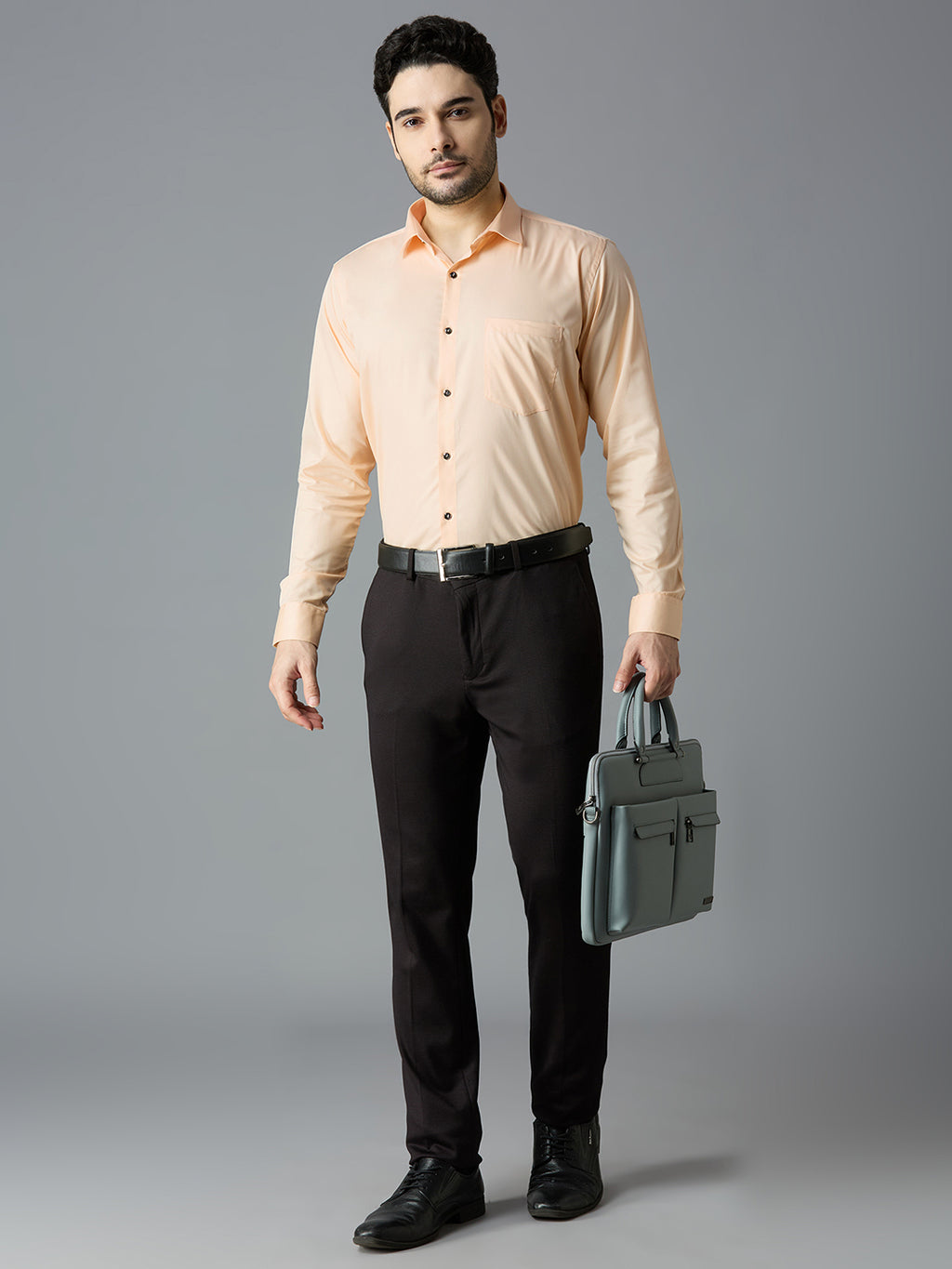 Cream Elegant Office Wear Shirt for Men | Allen Brown Satin