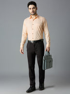 Cream Elegant Office Wear Shirt for Men | Allen Brown Satin