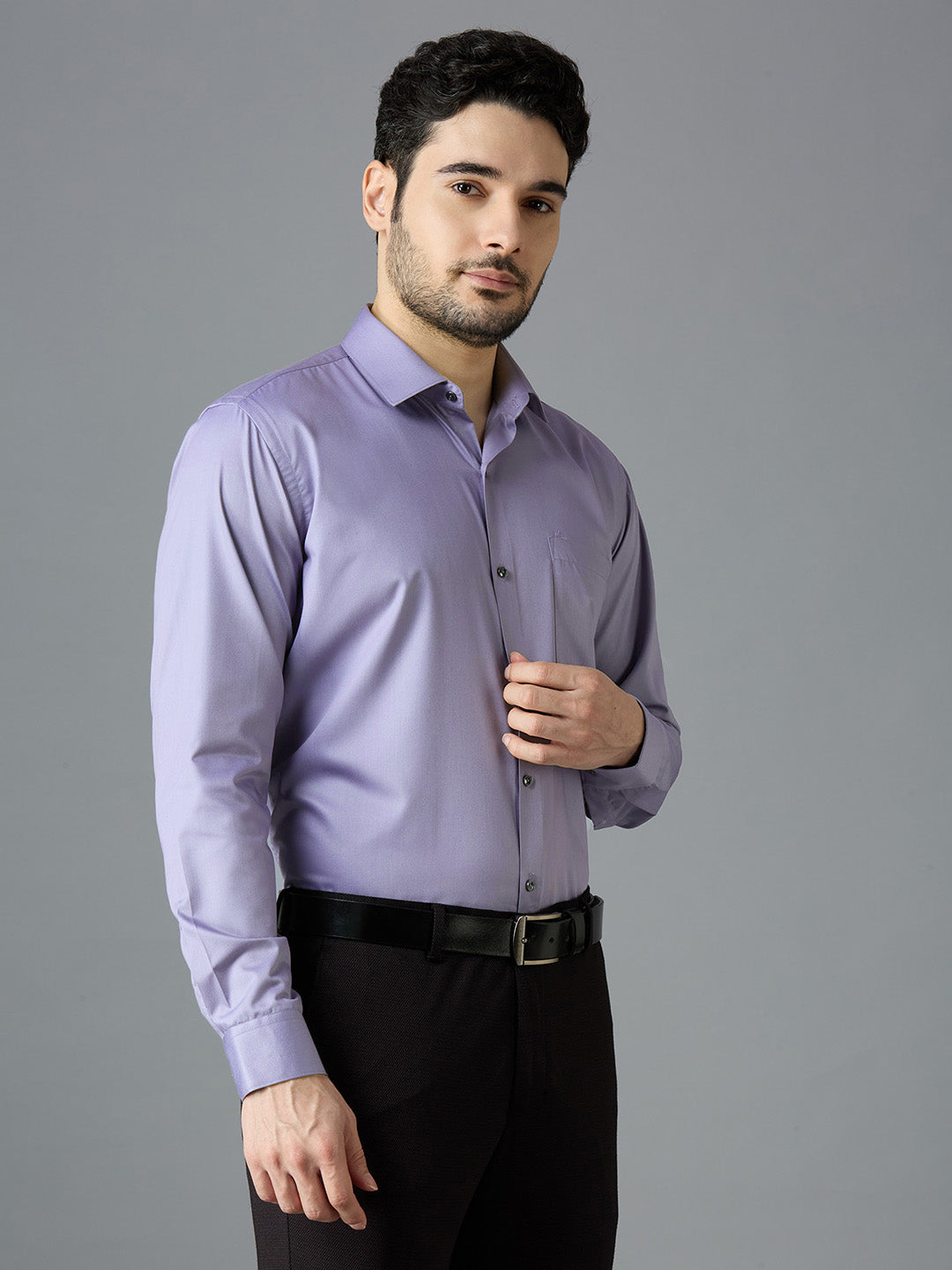 Dove Grey Elegant Office Wear Shirt for Men | Allen Brown Satin