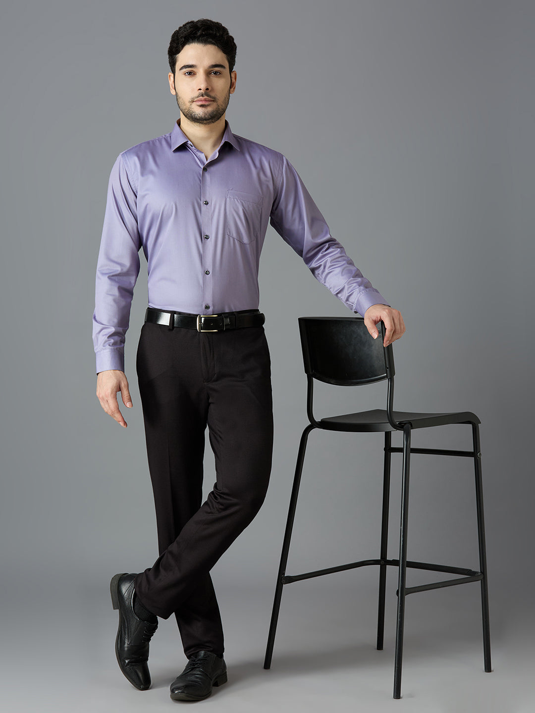 Dove Grey Elegant Office Wear Shirt for Men | Allen Brown Satin