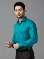 Teal Blue Elegant Office Wear Shirt for Men | Allen Brown Satin