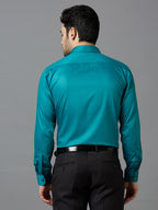 Teal Blue Elegant Office Wear Shirt for Men | Allen Brown Satin