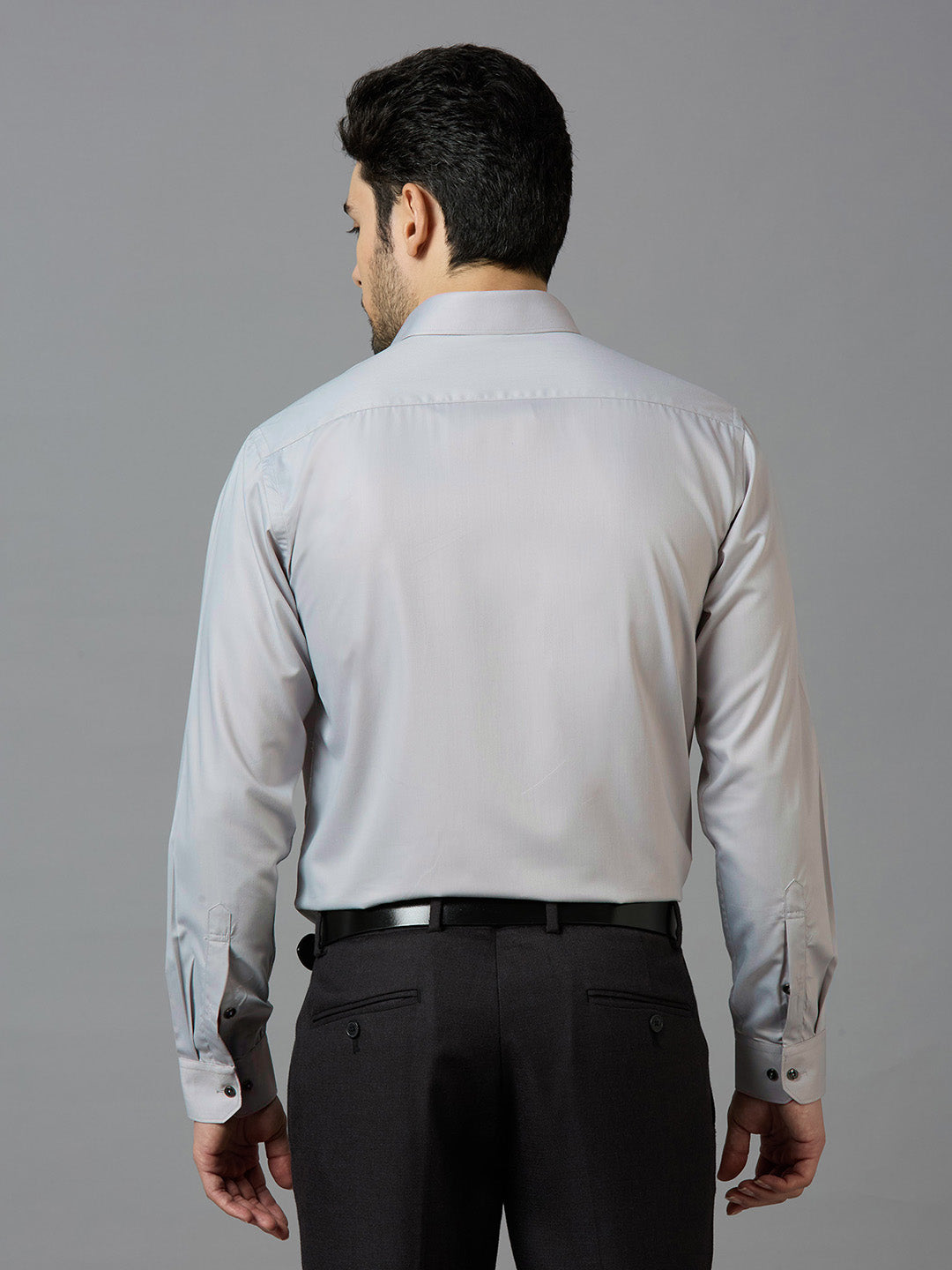 Cloud Grey Elegant Office Wear Shirt for Men | Allen Brown Satin