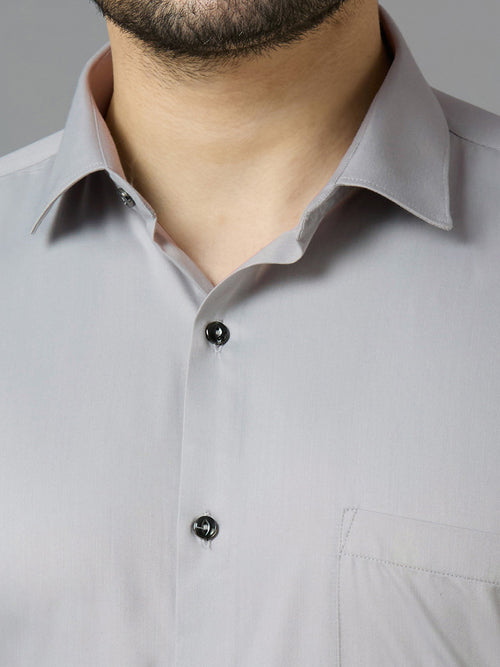 Cloud Grey Elegant Office Wear Shirt for Men | Allen Brown Satin