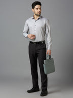 Cloud Grey Elegant Office Wear Shirt for Men | Allen Brown Satin