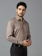 Brown Sugar Elegant Office Wear Shirt for Men | Allen Brown Satin
