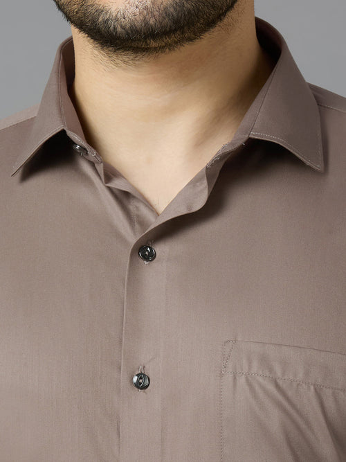 Brown Sugar Elegant Office Wear Shirt for Men | Allen Brown Satin