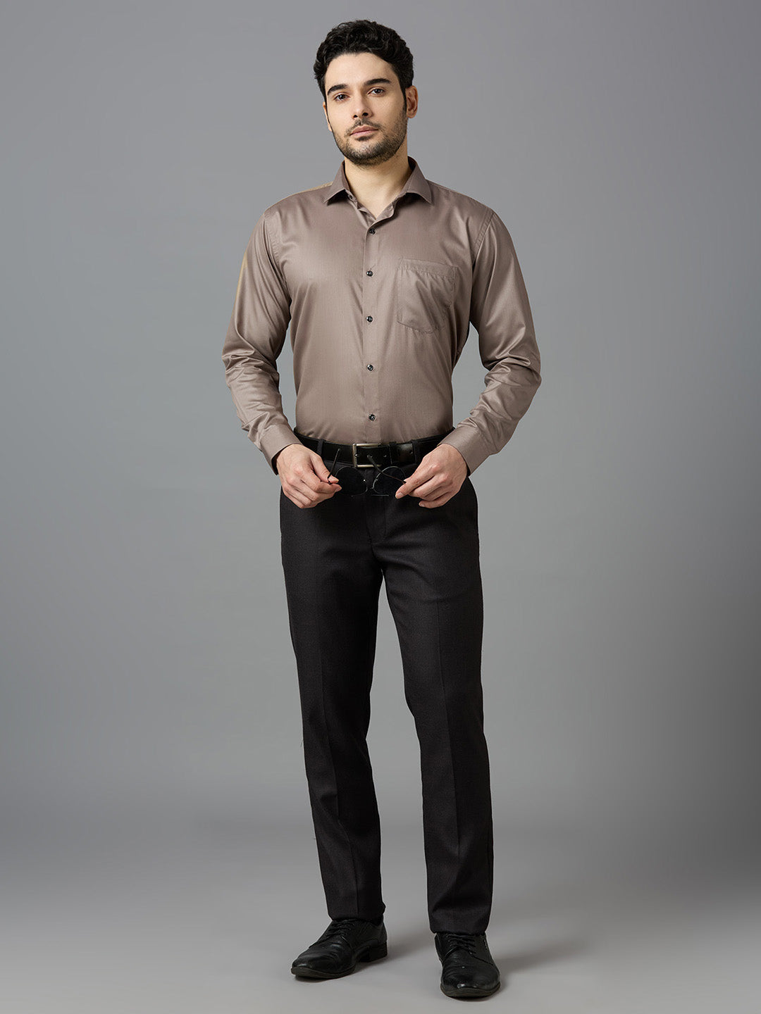 Brown Sugar Elegant Office Wear Shirt for Men | Allen Brown Satin