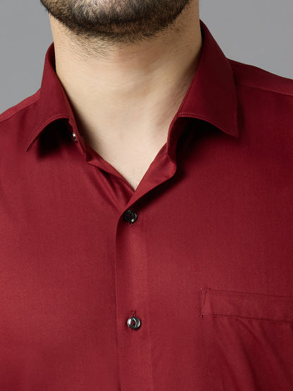 Maroon Elegant Office Wear Shirt for Men - ALLEN BROWN