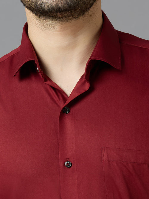 Maroon Elegant Office Wear Shirt for Men | Allen Brown Satin
