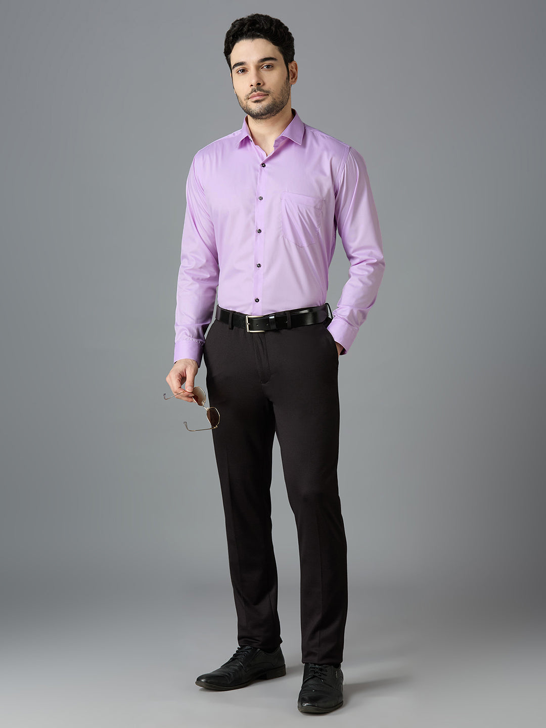 Lilac Elegant Office Wear Shirt for Men | Allen Brown Satin